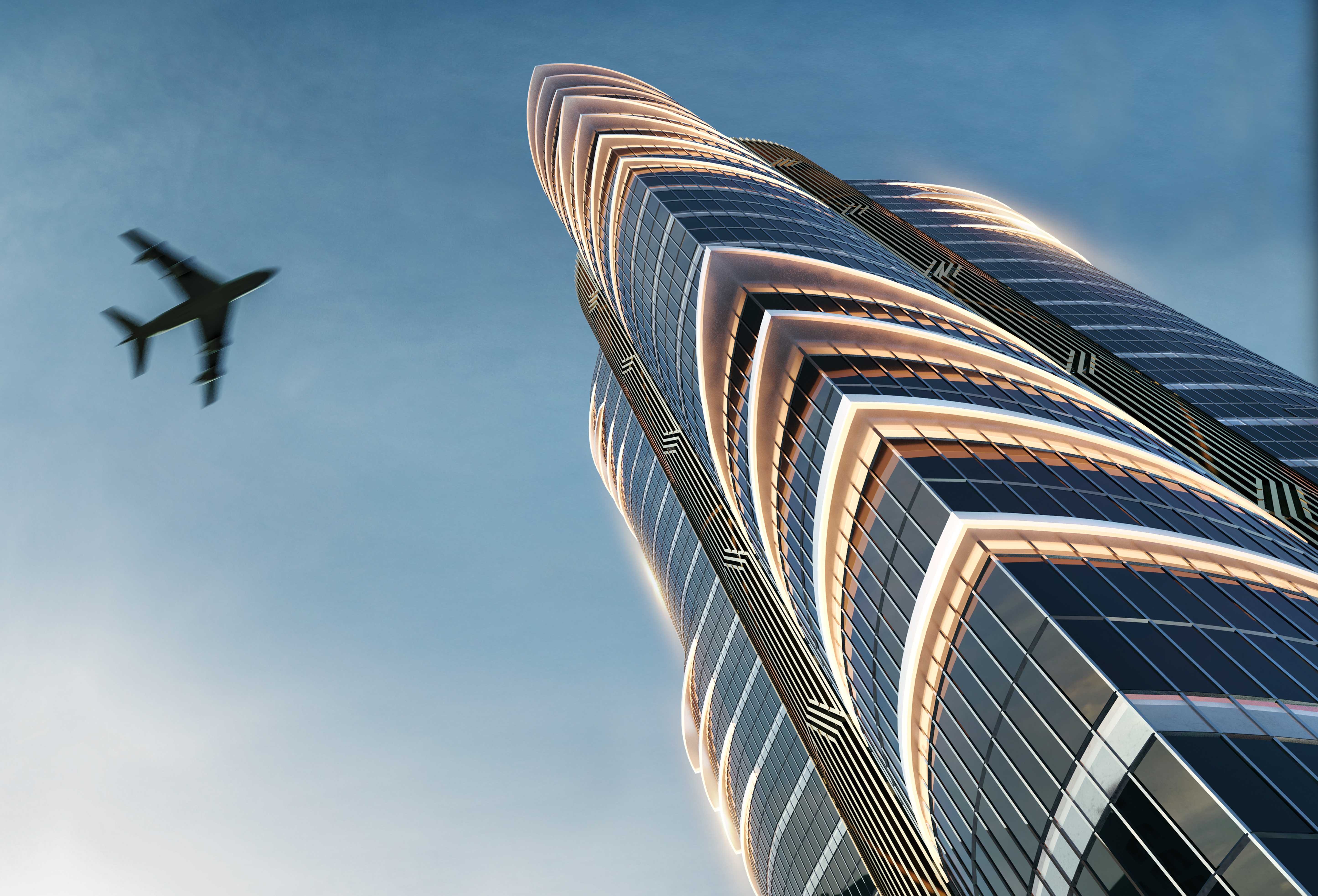 منظر من الأسفل يُظهر عظمة التصميم المعماري